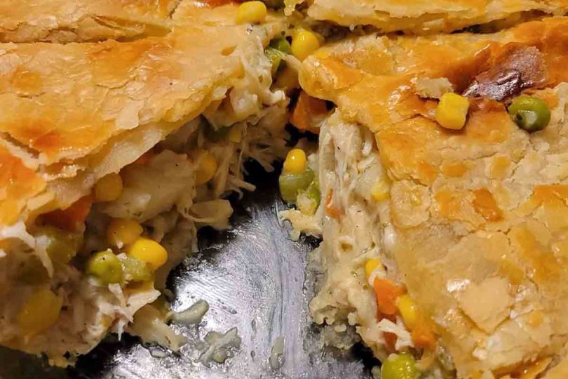 Chicken Pot Pie Recipe: A classic comfort food dish made with tender chunks of chicken, mixed vegetables and a flaky pie crust, perfect for a weeknight dinner or a comforting family lunch.